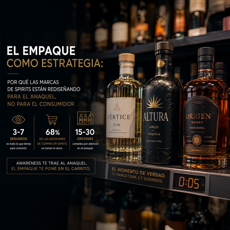 El Empaque como Estrategia: Por Qué las Marcas de Spirits Están Rediseñando para el Anaquel, No para el Consumidor