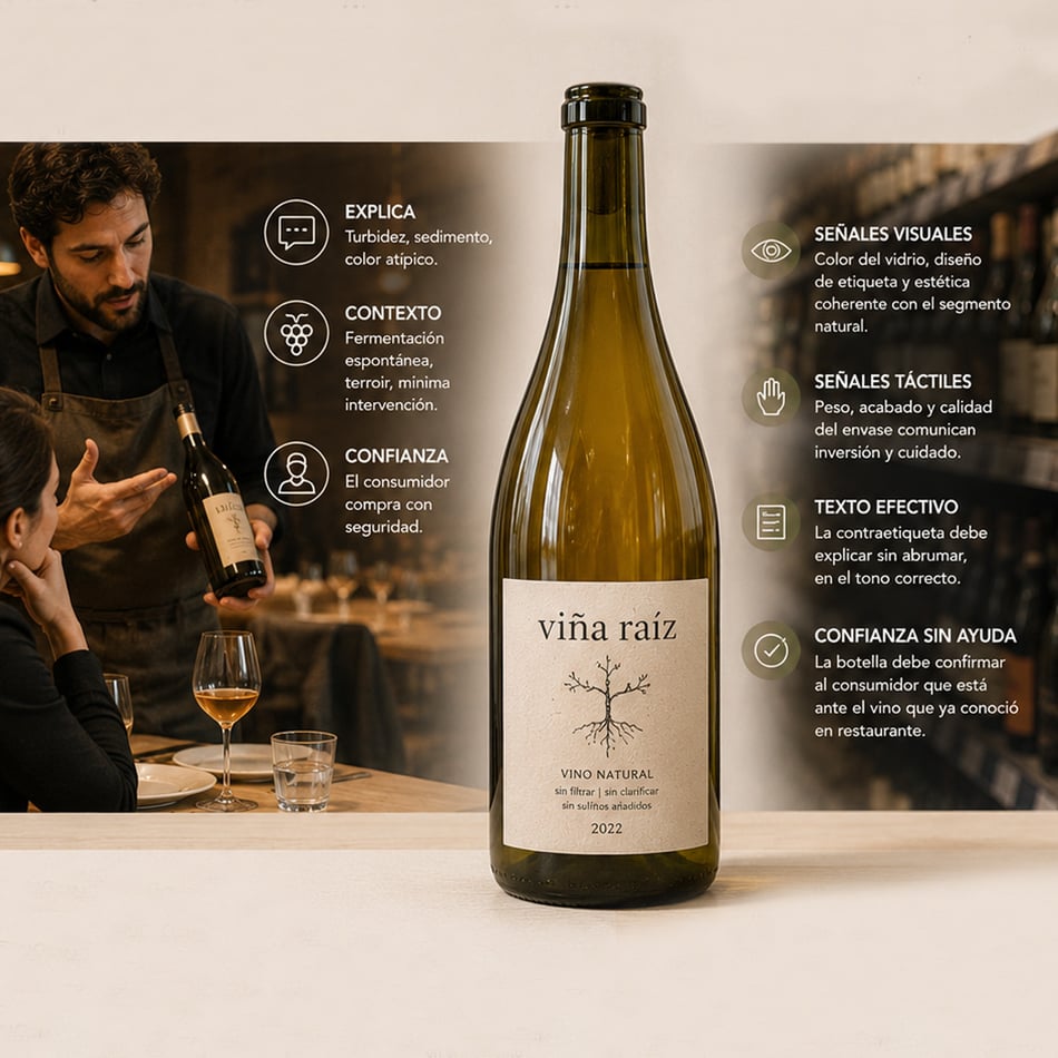 Lo que el sommelier latinoamericano le explica al consumidor sobre el empaque del vino natural — y lo que la botella debería resolver sola