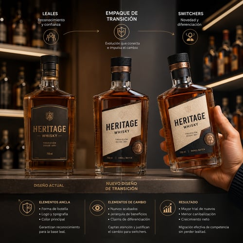 Packaging de transición: migrar consumidores de competencia sin confundir leales