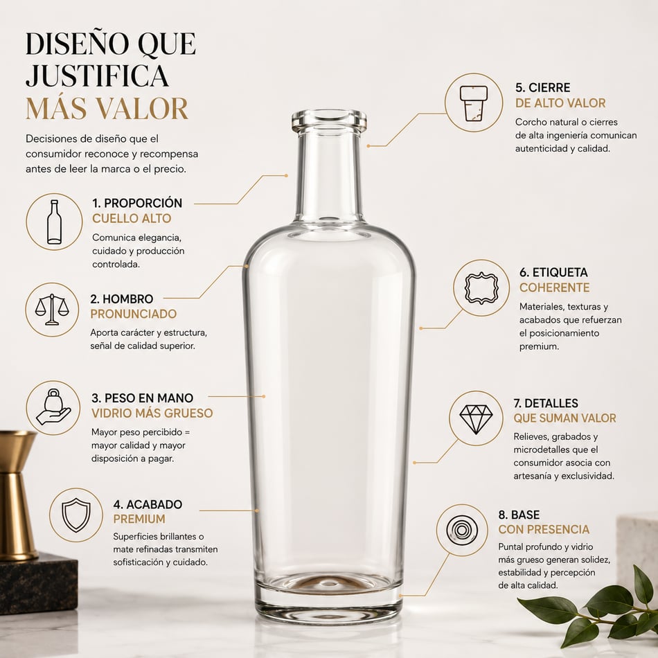 Precio percibido y diseño de botella: la arquitectura visual que justifica $10 o $20 más en el anaquel