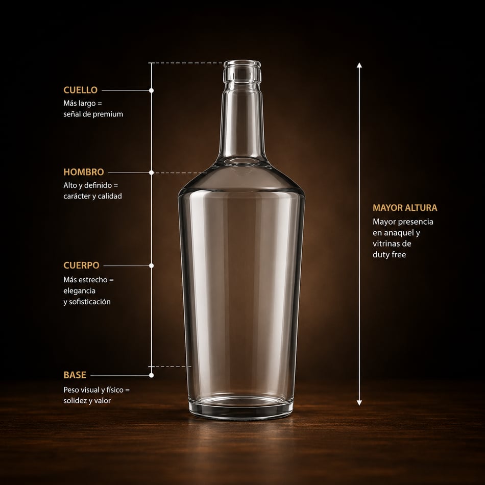 Silueta y proporción de botella como señal de segmento: lo que el consumidor interpreta en menos de tres segundos