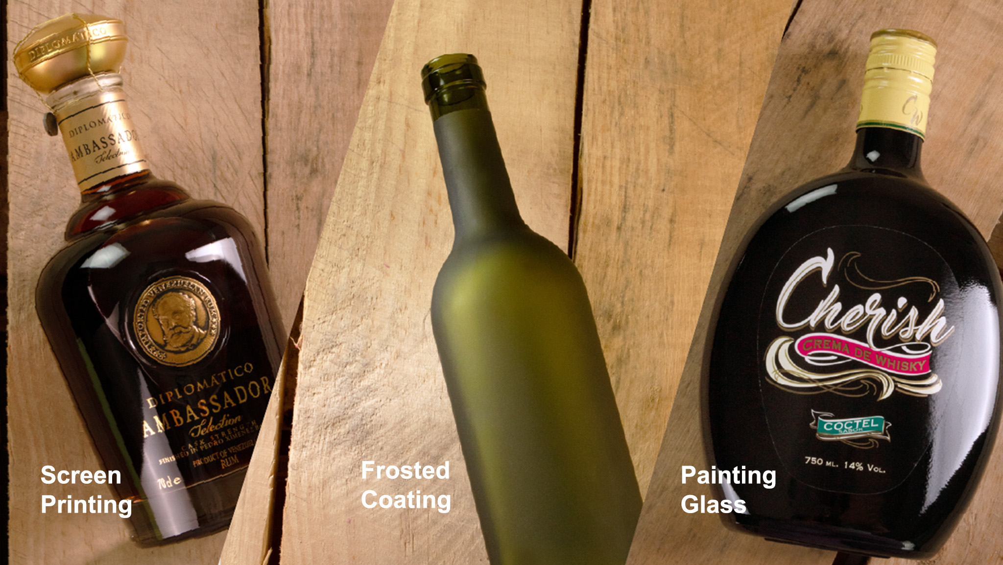 Botellas de vidrio personalizadas.